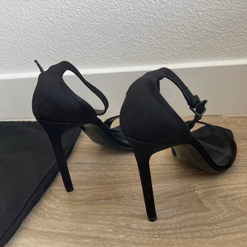 Saint Laurent Black Satin Heels - Picture 5 of 10